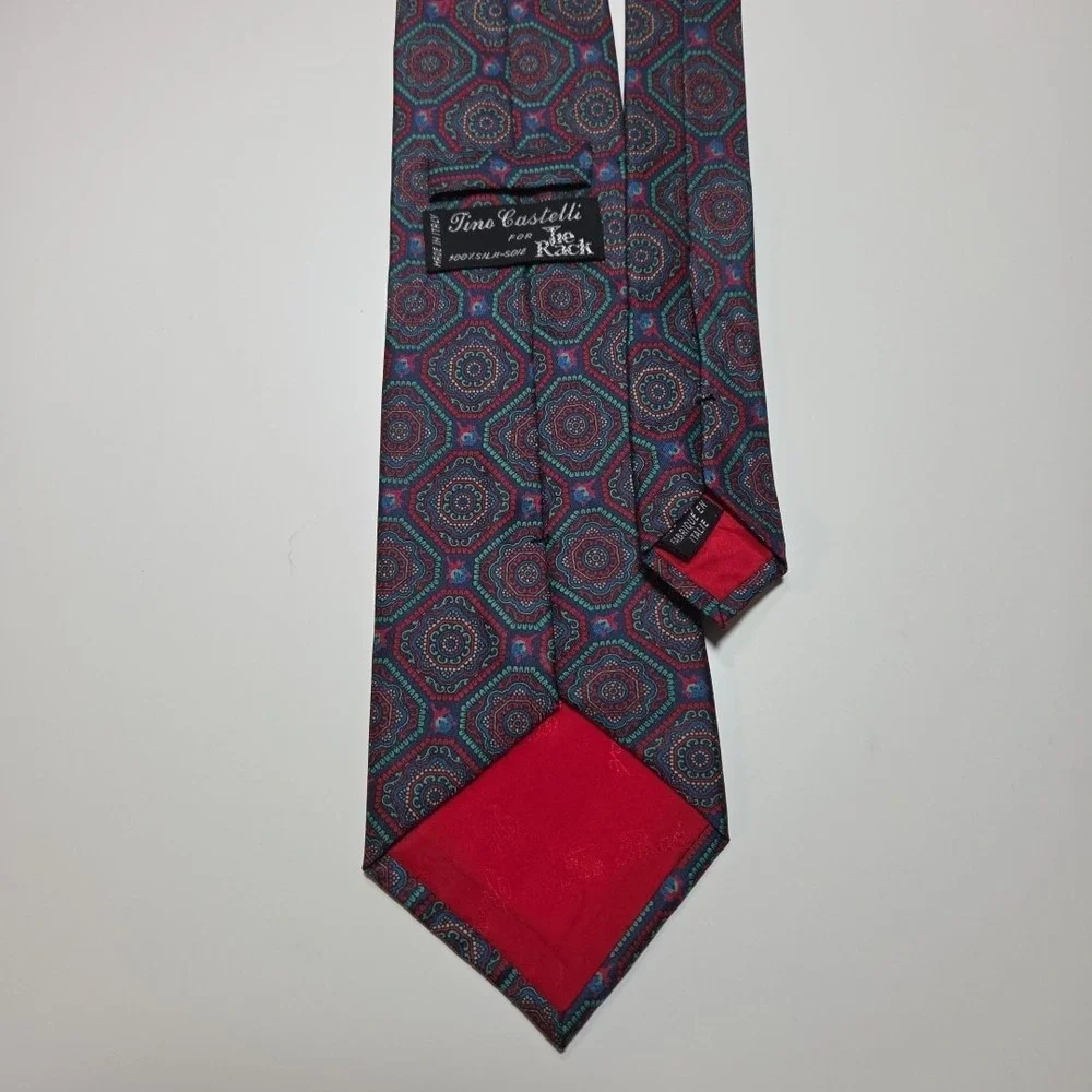 Tino Castelli Vintage Silk Men's Necktie for 'Tie Rack ' Italy Geometric Pattern